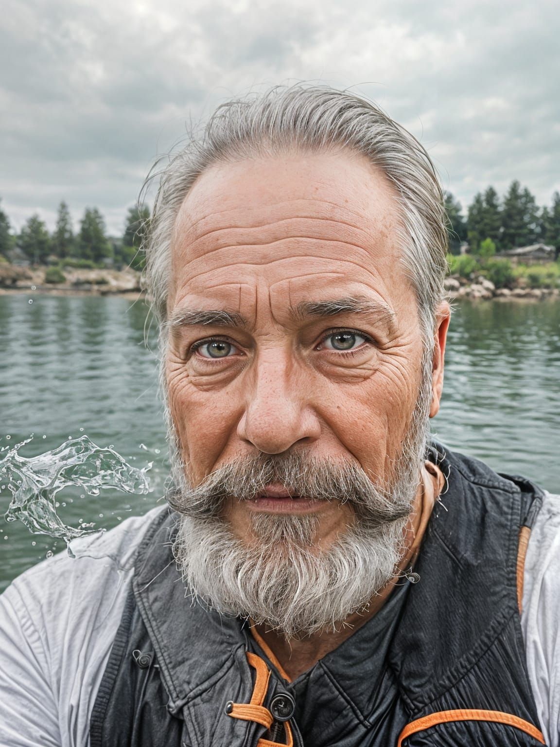 Hyperrealistic Portrait of a Wise Man in Splash Art Style