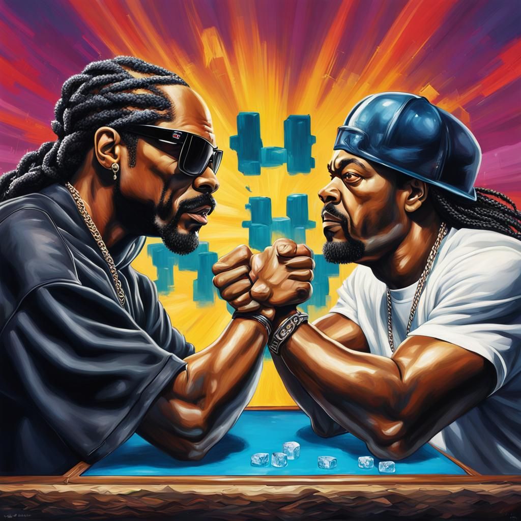 Snoop Dogg and Ice Cube Arm Wrestling: Hyperrealistic Art