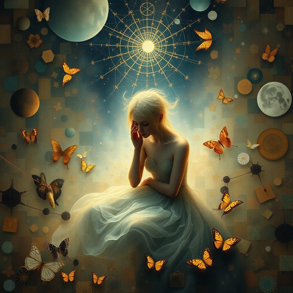 Surreal Figure Embodies Cosmic Magic in a Dreamlike Realm