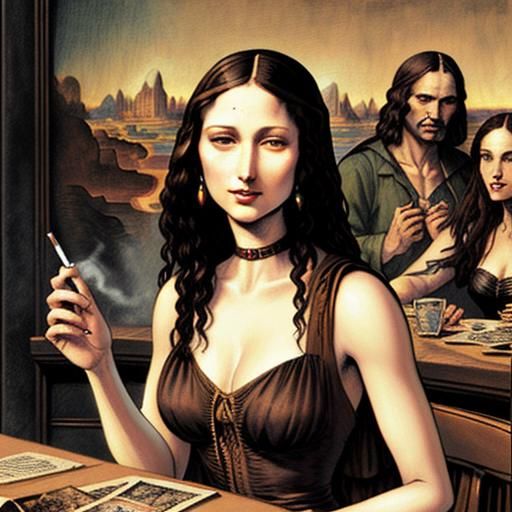 Mona Lisa as Dark Fantasy Comic Book Character