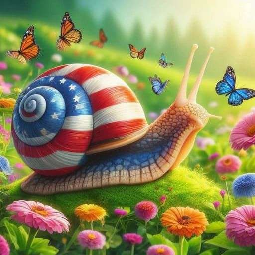 American Flag Snail Shell in Red White and Blue