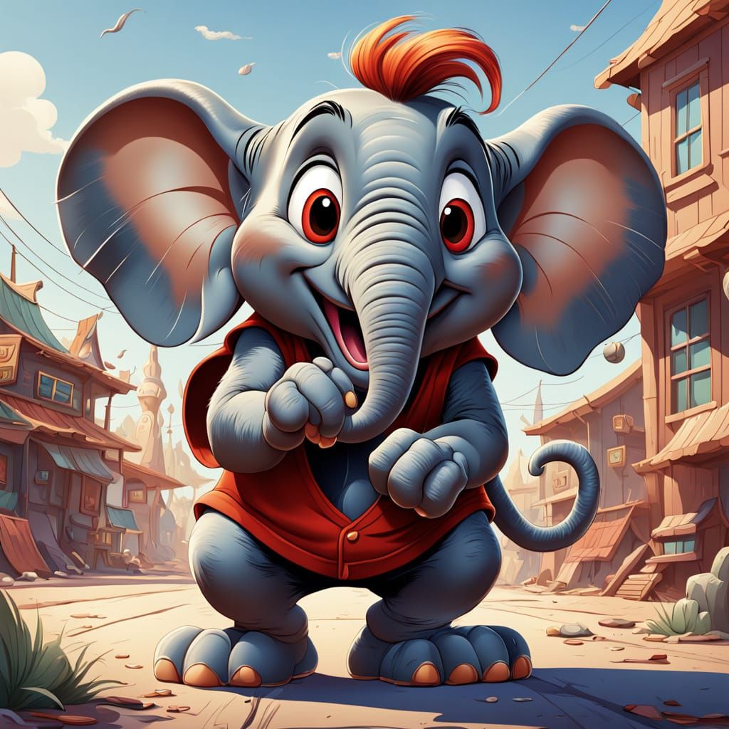goofy, wide-eyed cartoon elephant