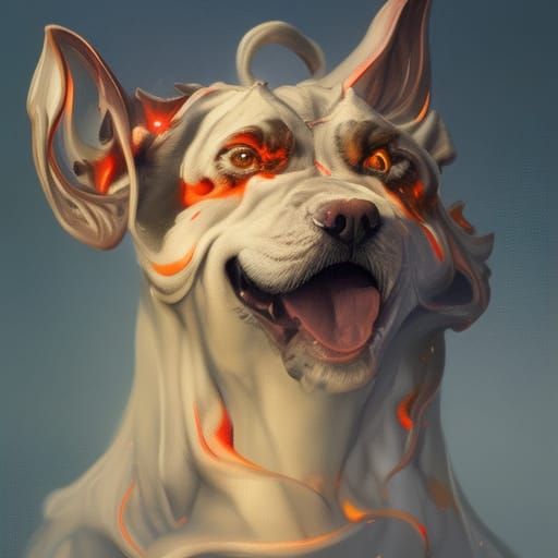Demonic Eldridge God Dog Portrait in Hyperdetailed Style