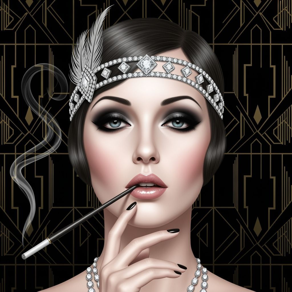 1920s Flapper Portrait in Art Deco Style