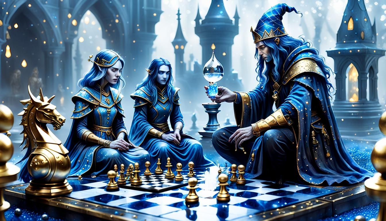 Dark Fantasy Chess Game in Macro Photography Style