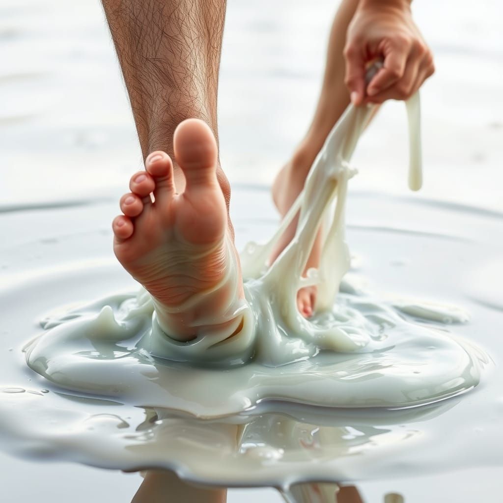 Man Stuck in Sticky Gum Puddle