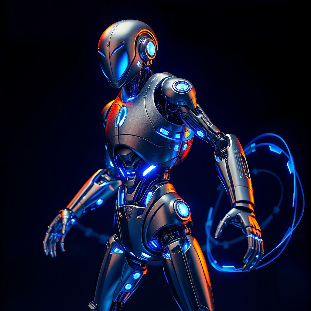 Sleek Futuristic Robot with Holographic Aura
