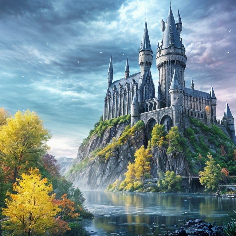 Hyperrealistic Hogwarts Castle Splash Art