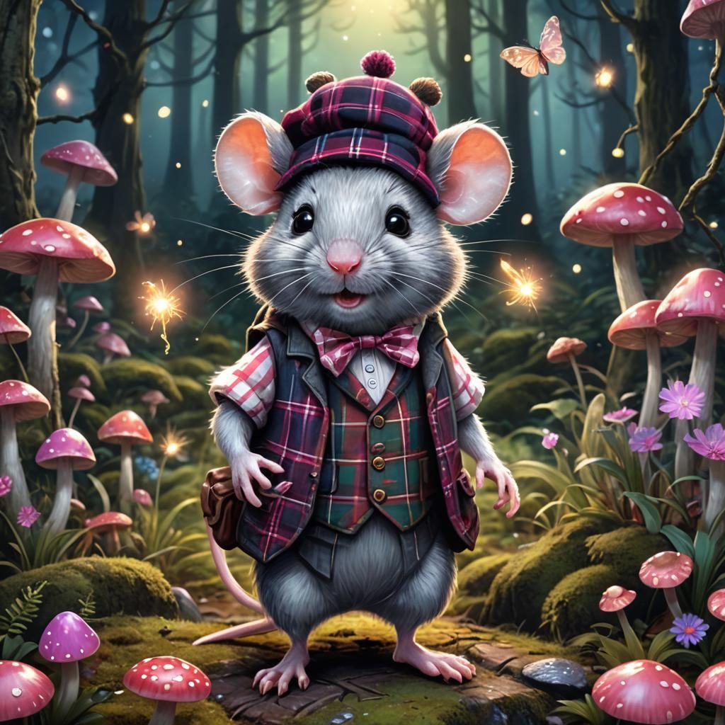 Mouse in Tartan Waistcoat in Enchanted Forest