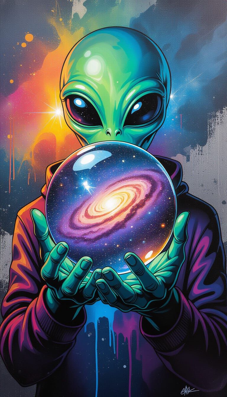 Alien Galaxy Marble: Graffiti Street Art