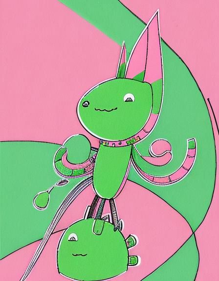 World on Paper: Pink and Green Doodle Art