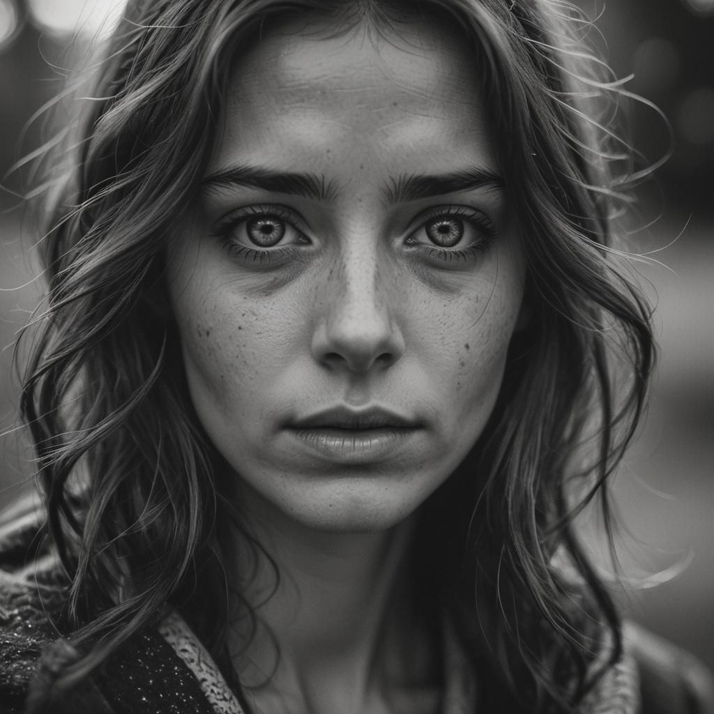 Introspective Black and White Portrait in Soft Focus