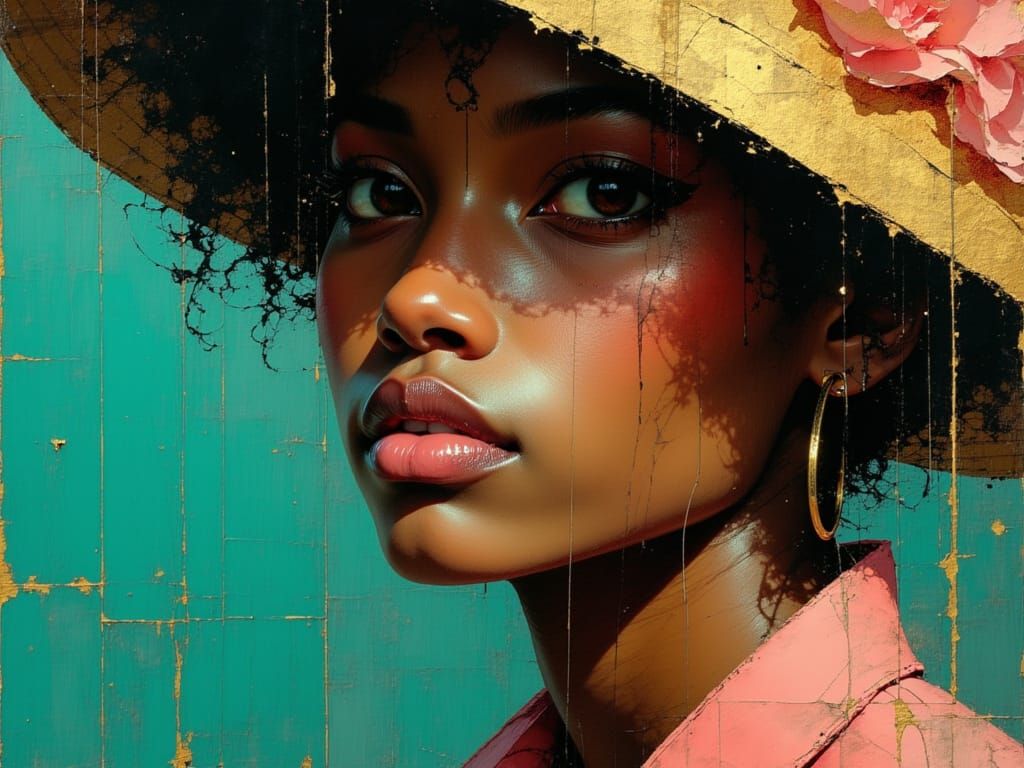 Monochromatic Portrait of a Black Woman in Da Vinci Style