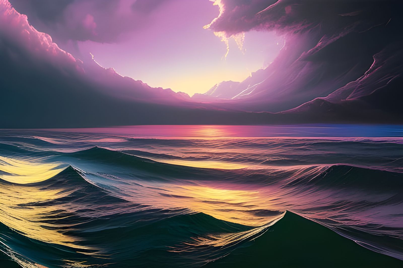 Hyperspectral Ocean Waves in Surrealist Style