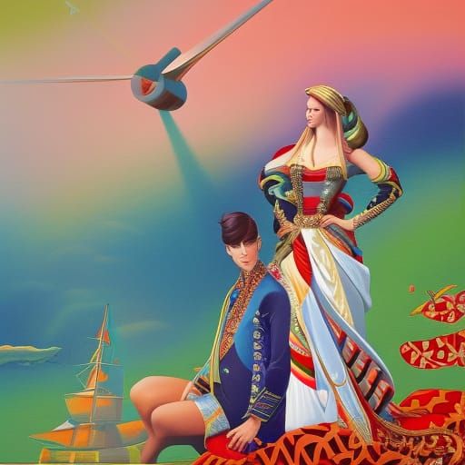 Abstract Surrealist Oil Portrait with Gelato Colors