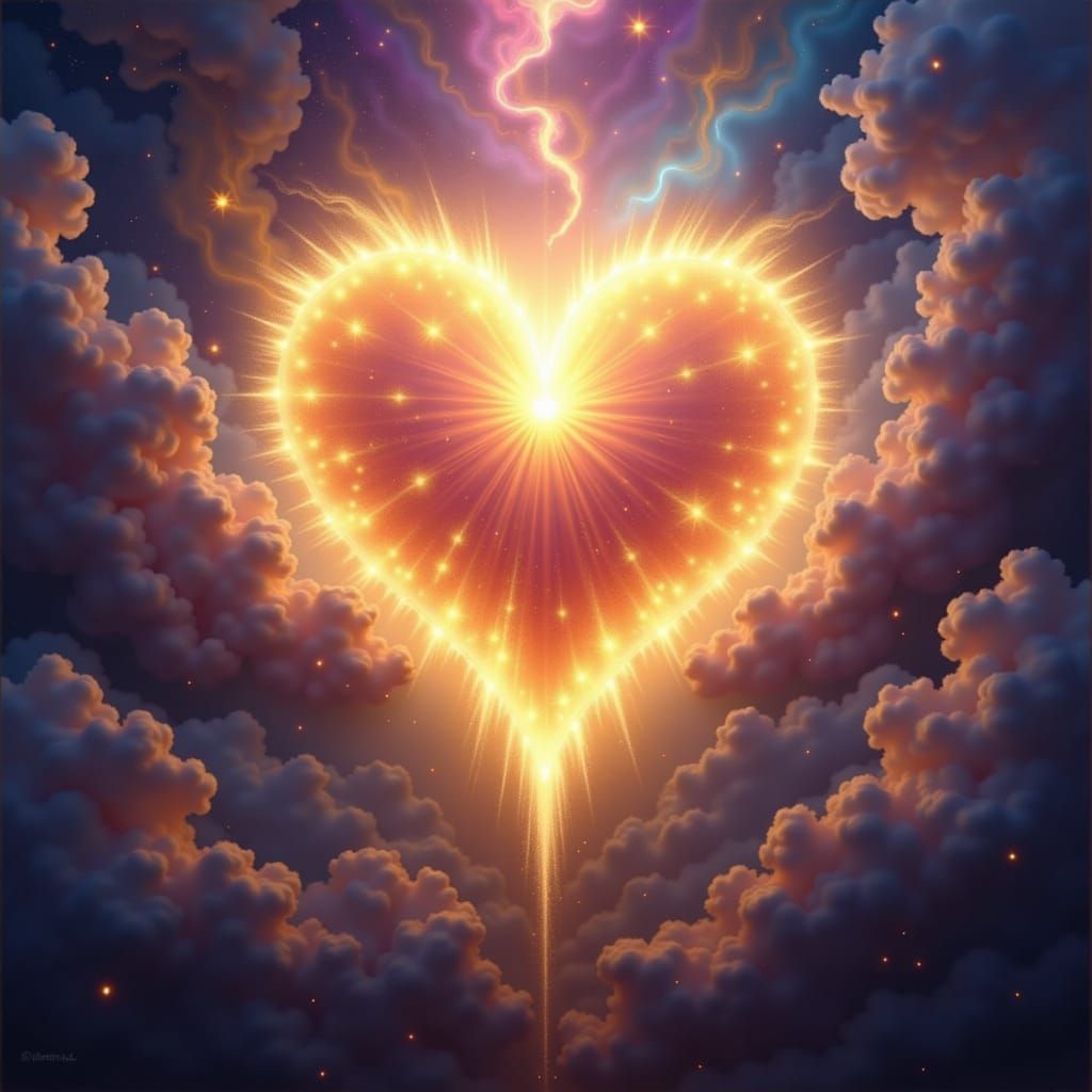 Cosmic Heart Radiates Love and Miracles in Ethereal Digital ...