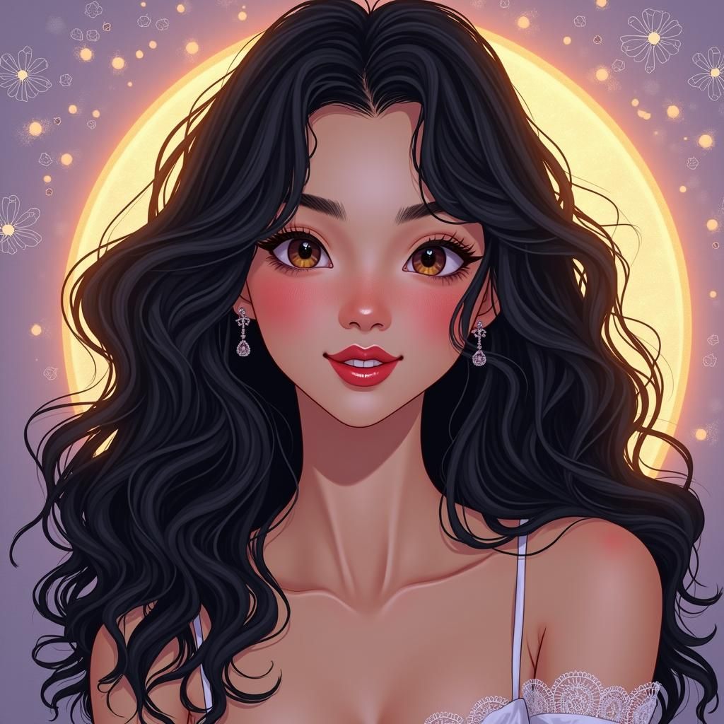 Flirty Woman Portrait in Art Nouveau Style