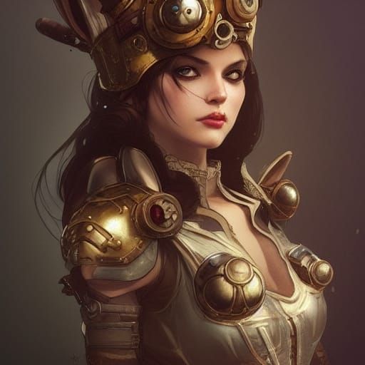 Steampunk Bunny Armoured Portrait in 8K