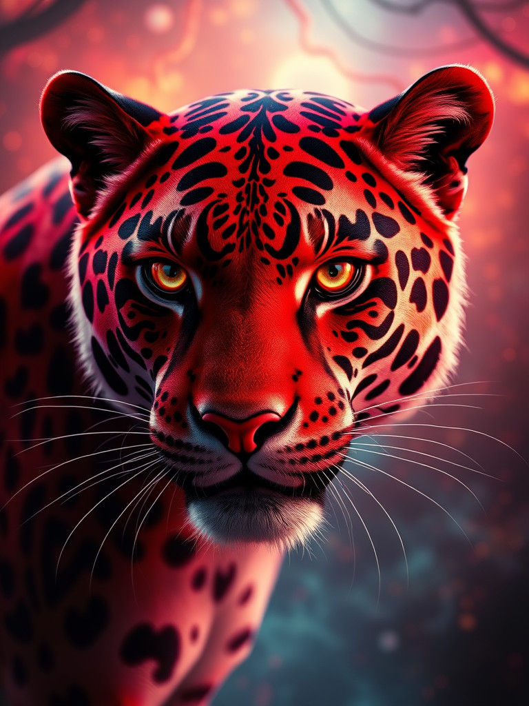 Red Jade Jaguar in Cinematic Dreamscape