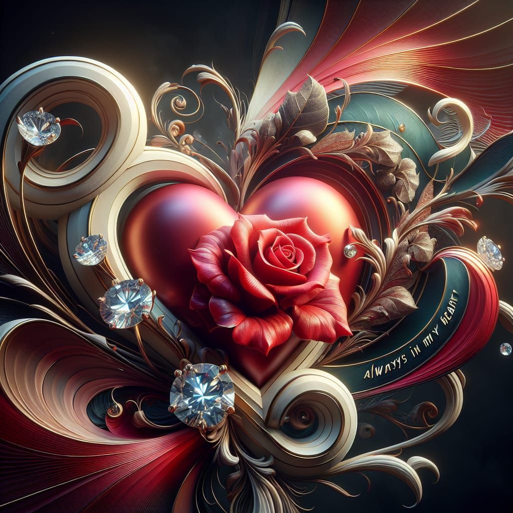 Romantic Heart Radiates Love and Devotion in Vibrant Colors