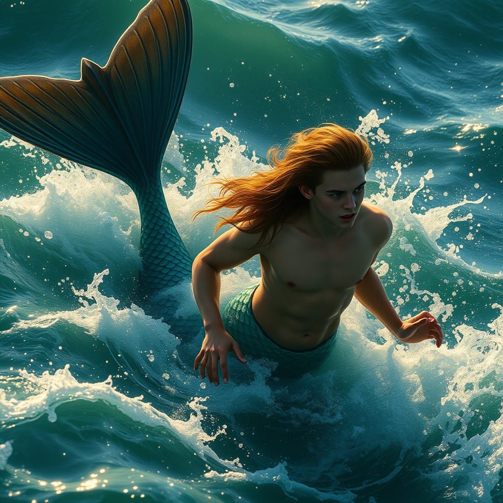 Majestic Mermaid Saves Drowning Hero in Turquoise Depths