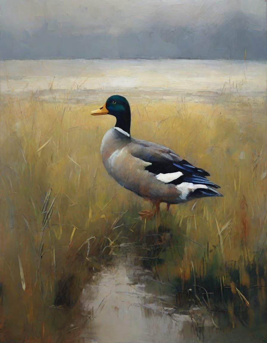 Dapper Duck Dances in Stormy Field, Emotional Expressionism