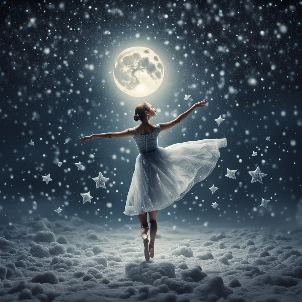 Surreal Star Dances Under Moonlit Hailstones