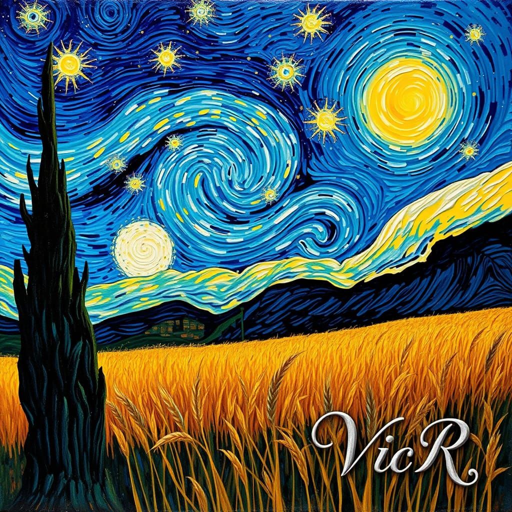 Celestial Dreamscape in Vibrant Impasto Style