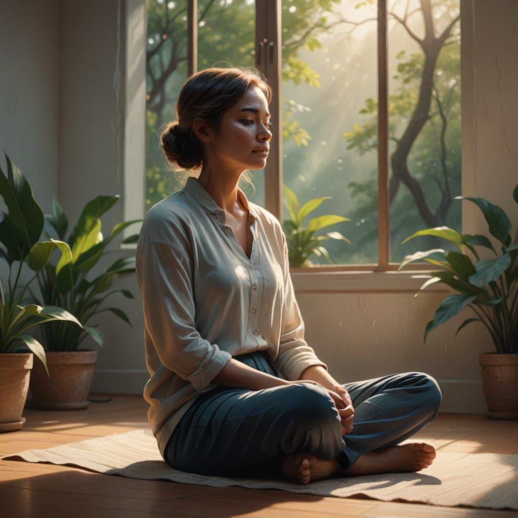 Breathing Exercises Concept Art: Calm Posture and Airflow