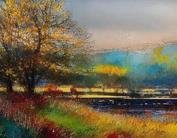 Scottish Autumn Landscape Shines After Rain, Detailed Impres...