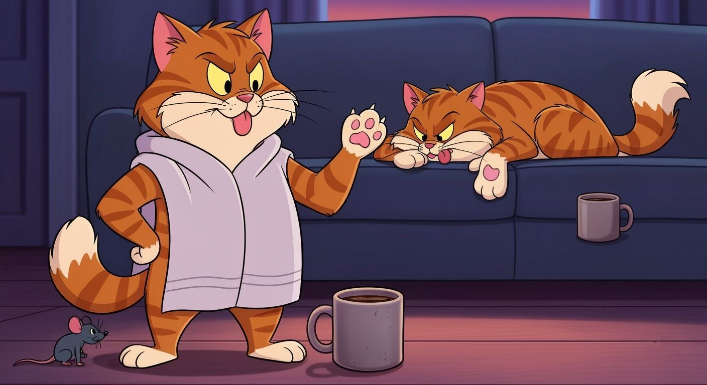 Ginger Cat Hero Victorious Over Toy Mouse