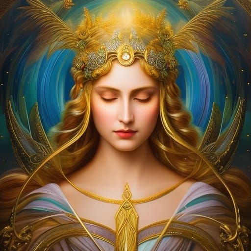 Mythical Goddess Portrait in Romantic Realism Style