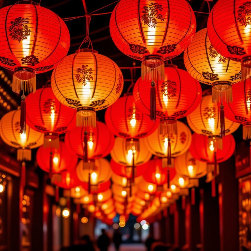 Festive Chinese Lanterns Made of Corrugated Paper
