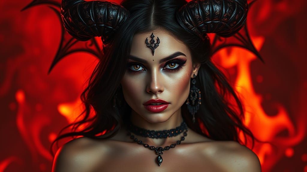 Hedonistic Demoness in Scorching Hellscape