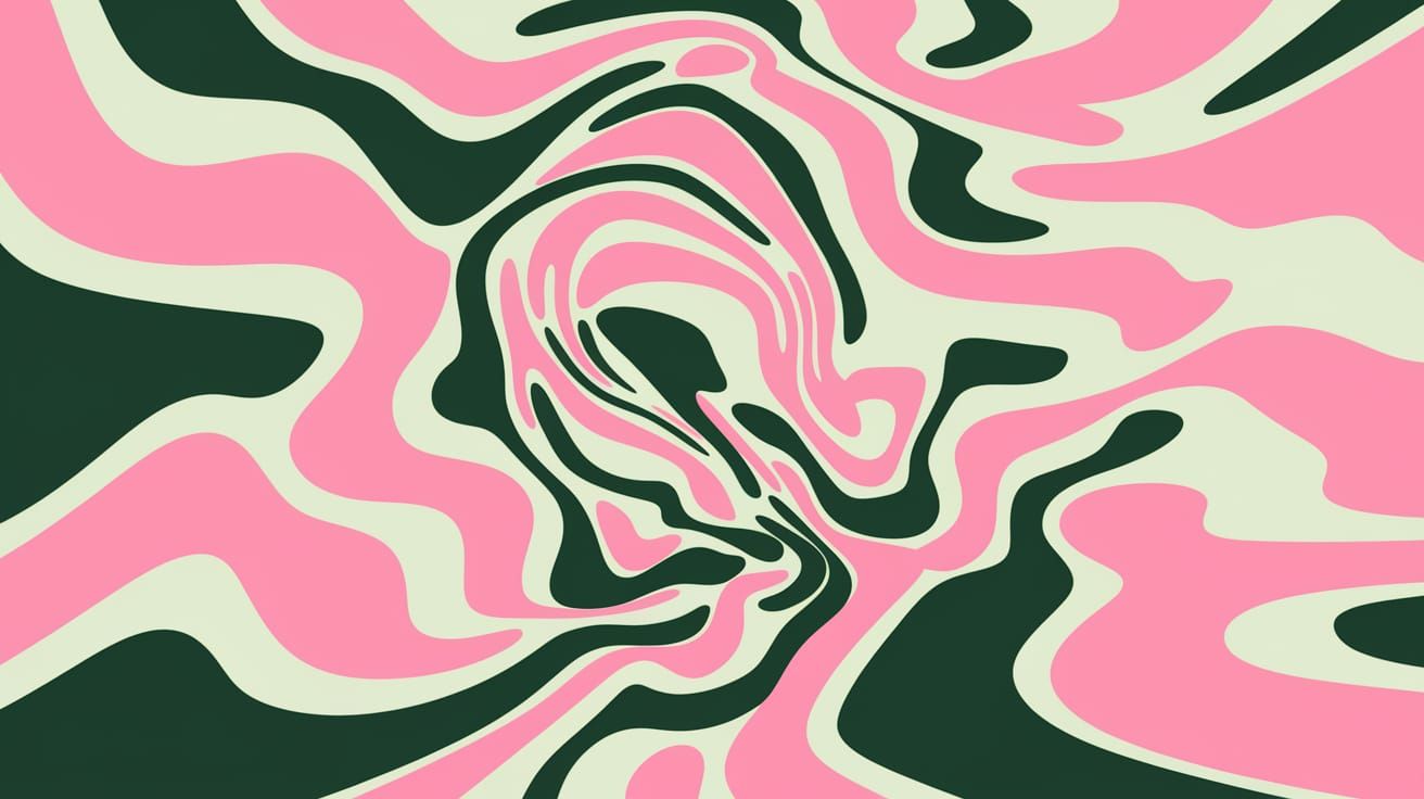 Abstract Holographic Psychedelic Composition in Pink and Gre...