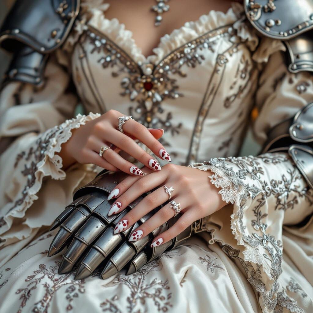 Noblewoman's Hand Touching Knight's Gauntlet
