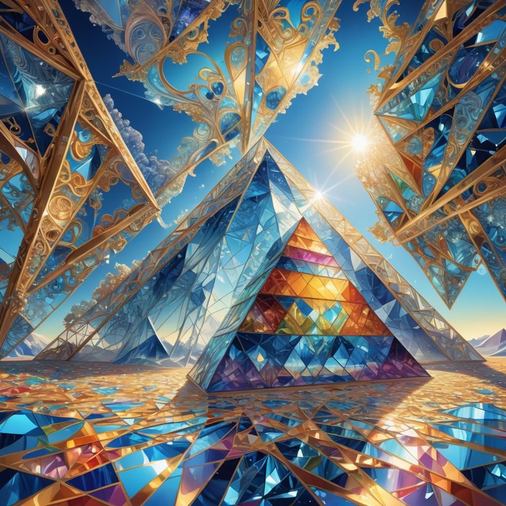 Crystal Pyramid Bedroom with Rainbow Sunlight