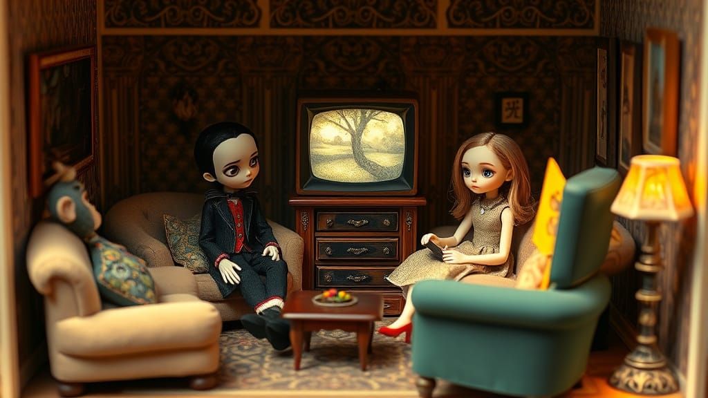 Dolls in Dollhouse Inspired by Tim Burton