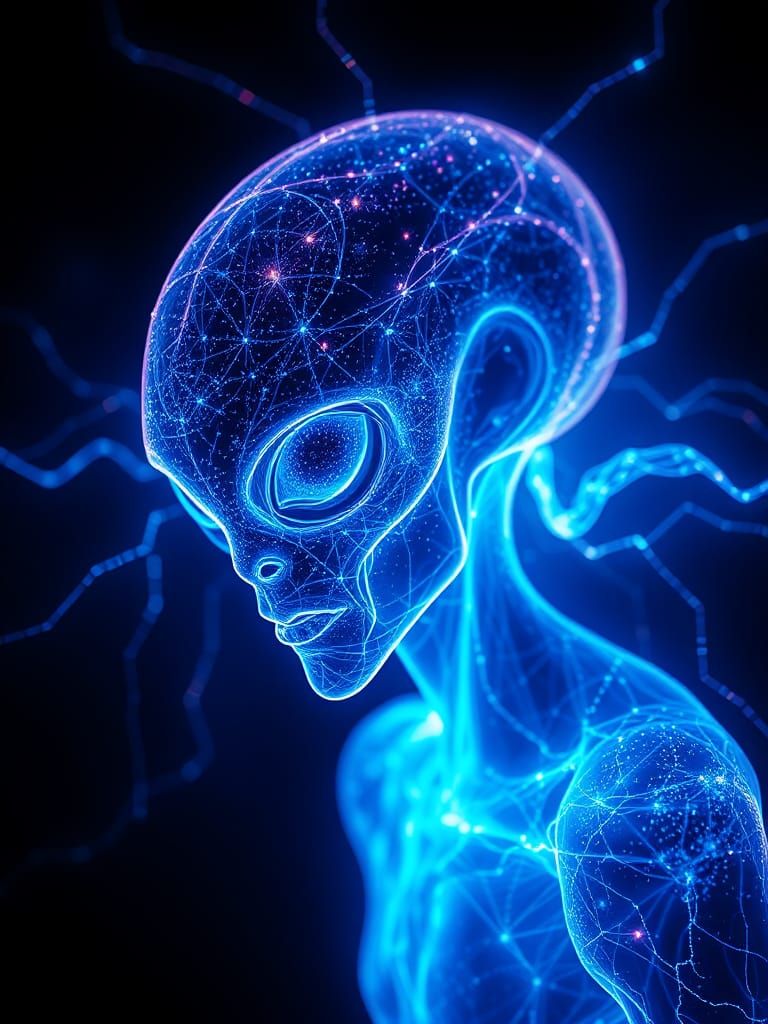 Kirlian Alien in Space with Neon Energy
