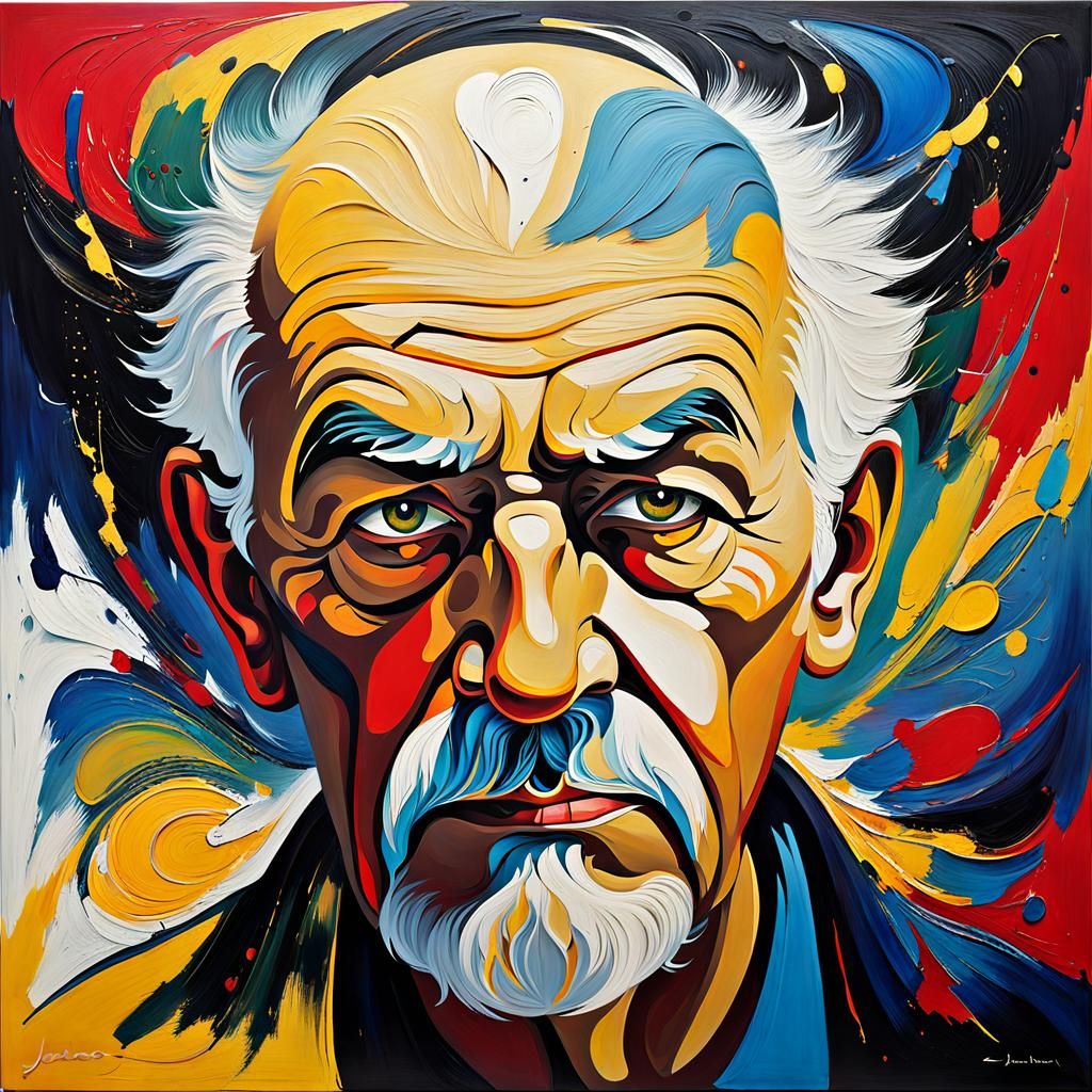 Abstract Expressionist Portrait of a Wise Man