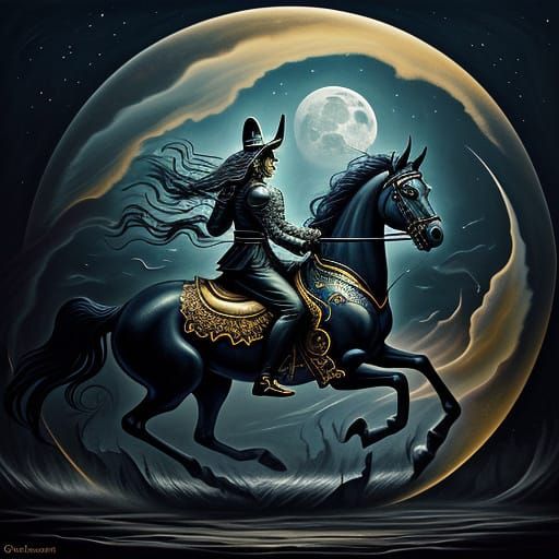 Surreal Carousel with Fantastical Animals in Eerie Dreamlike...