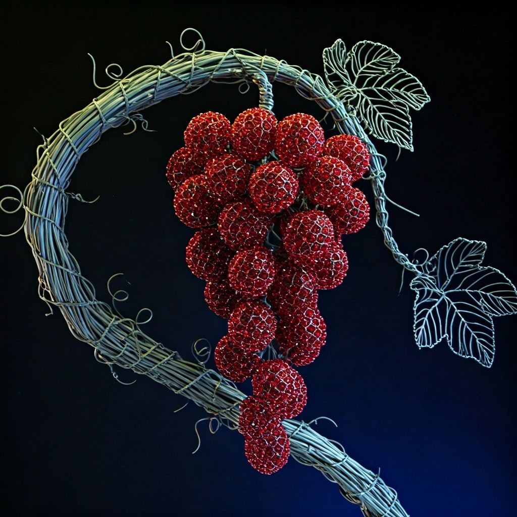 Grapevine Sculpture with Ruby Grapes in Contemporary Style
