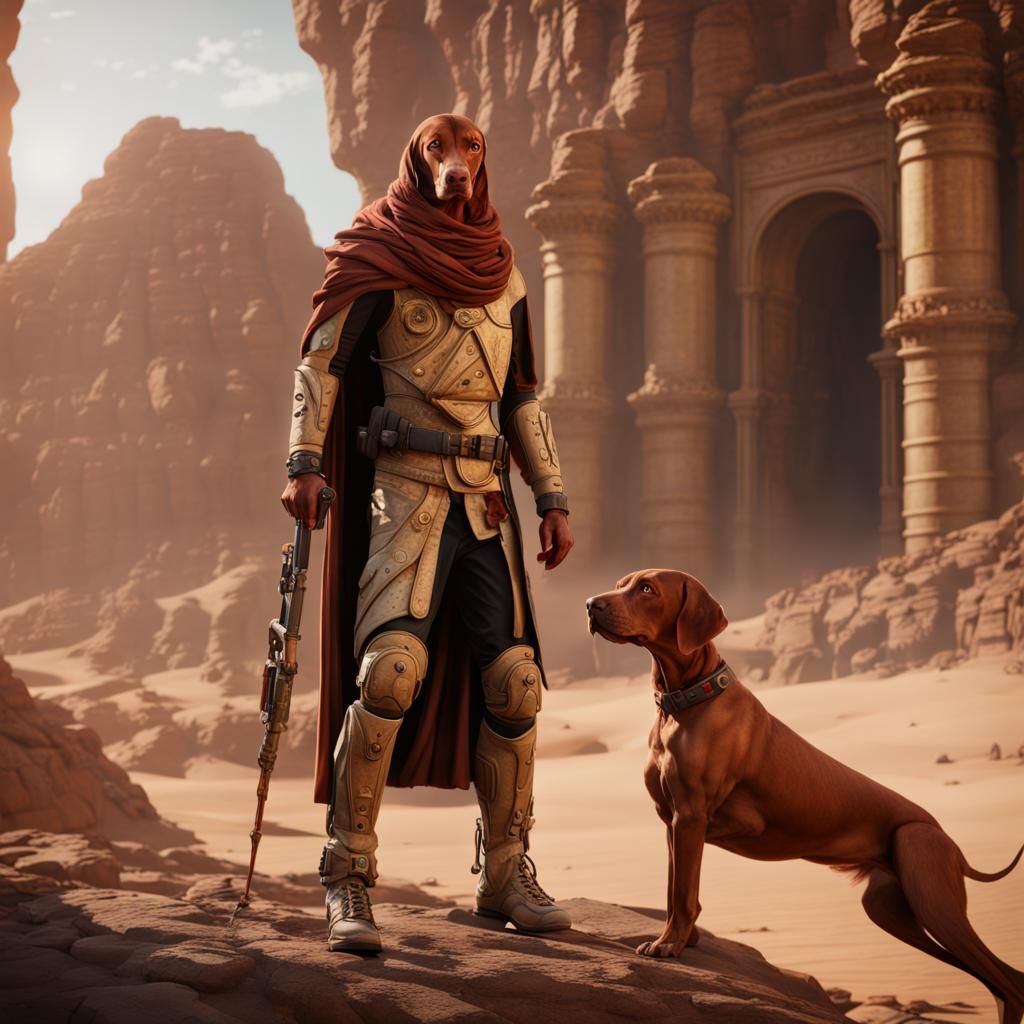 Vizsla as Paul Atreides: Detailed Fantasy Art