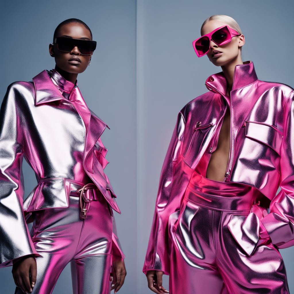 Glamorous Futuristic Fashion Portraits on a Pink Catwalk