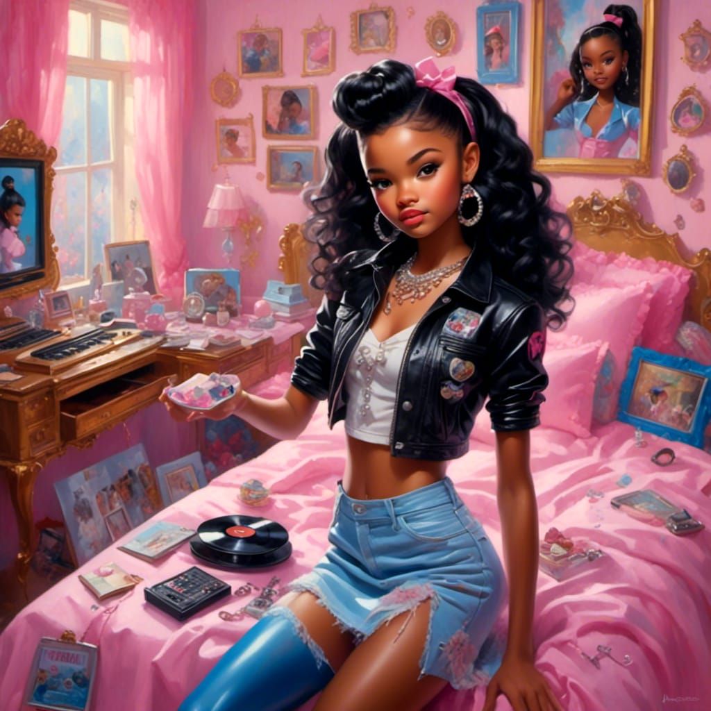 Hyperrealistic Bratz Doll Dancing in Pink Room