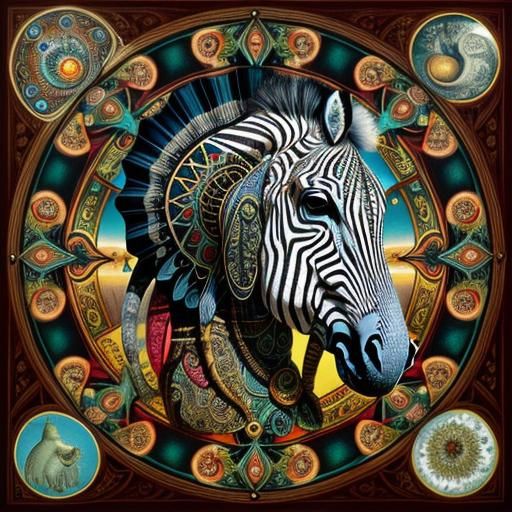 Optical Illusion: Zebra and Elephant in Mixed Media