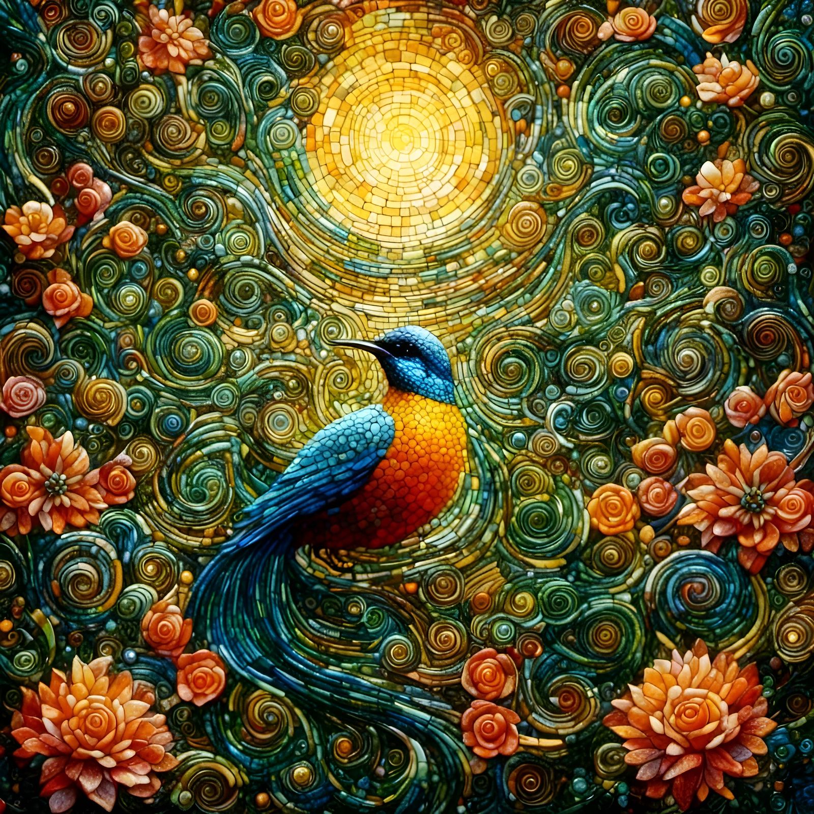 Tessellated Birds in Flight - AI Generated Image