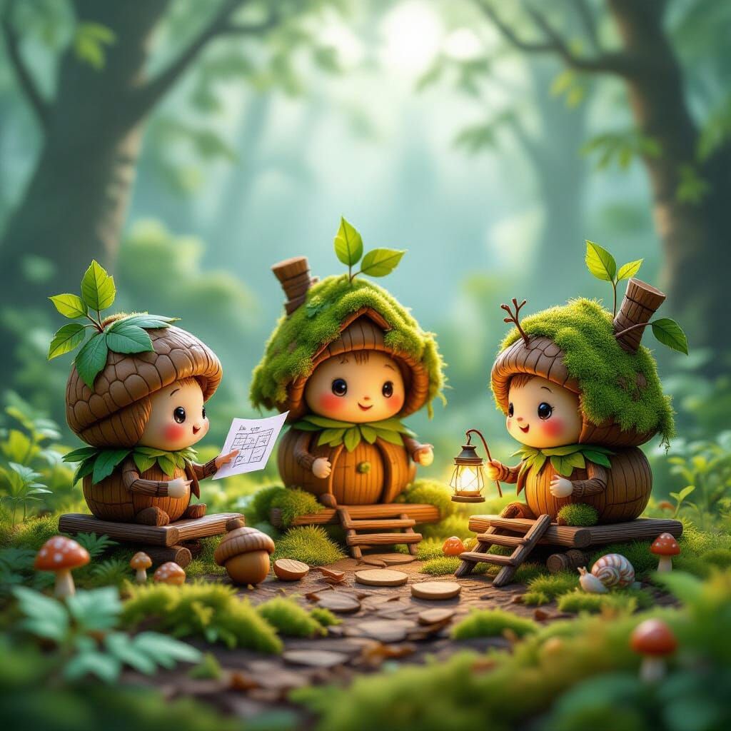 Acorn Builders Craft Whimsical Homes in Misty Forest