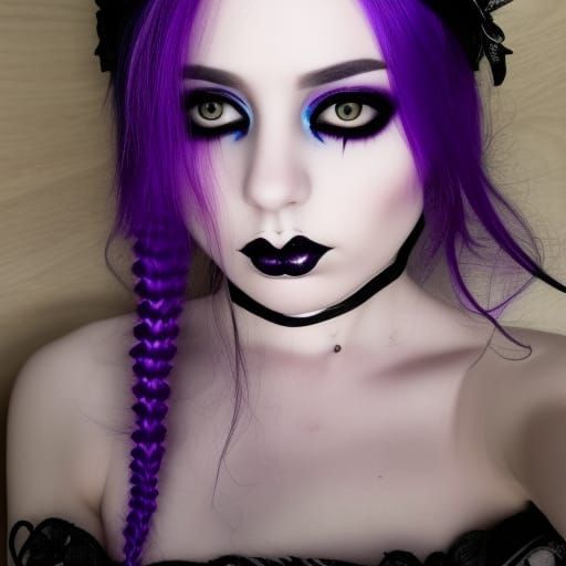 Gothic young lady with purple hair