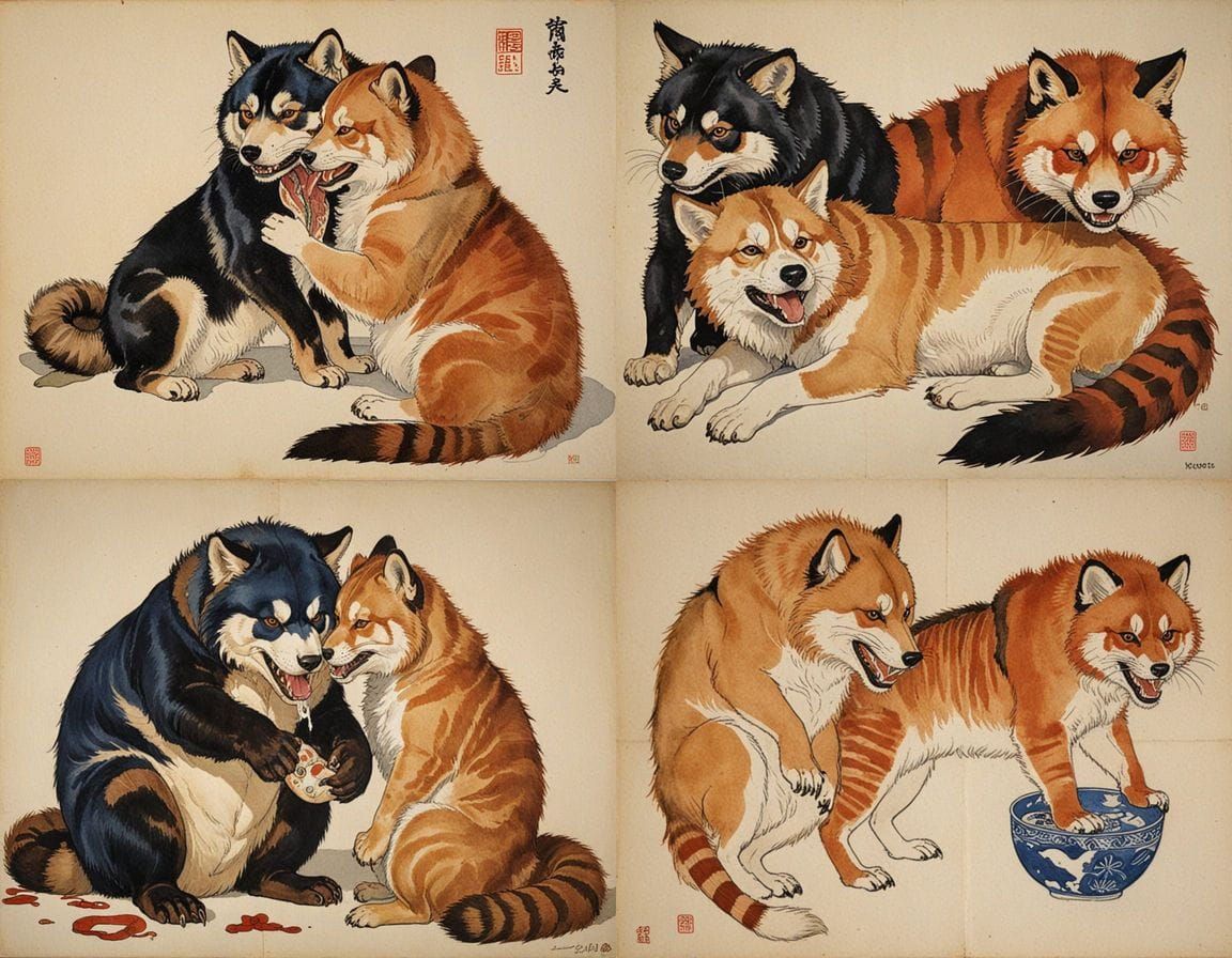 Surrealistic Red Panda as Cyberpunk Dragon with Impasto Styl...